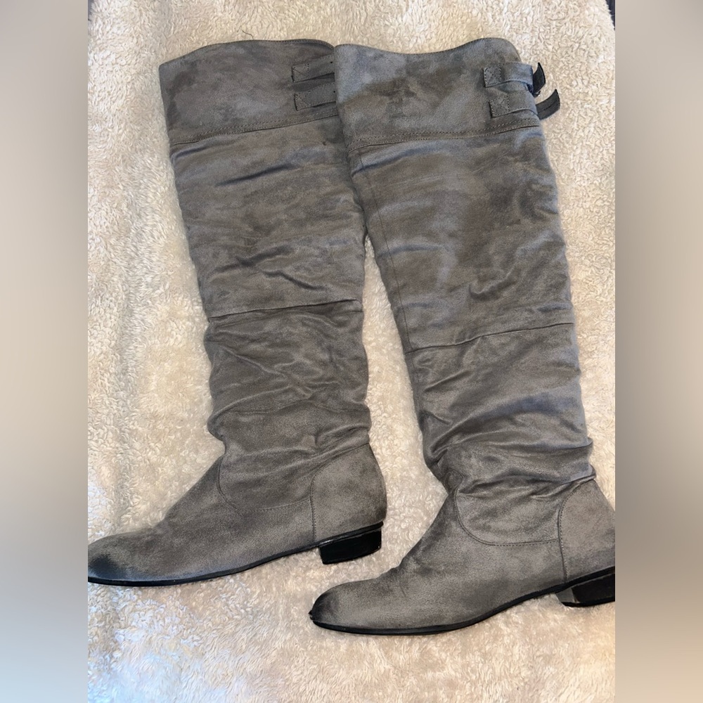 Stylish Gray Over-the-Knee Boots